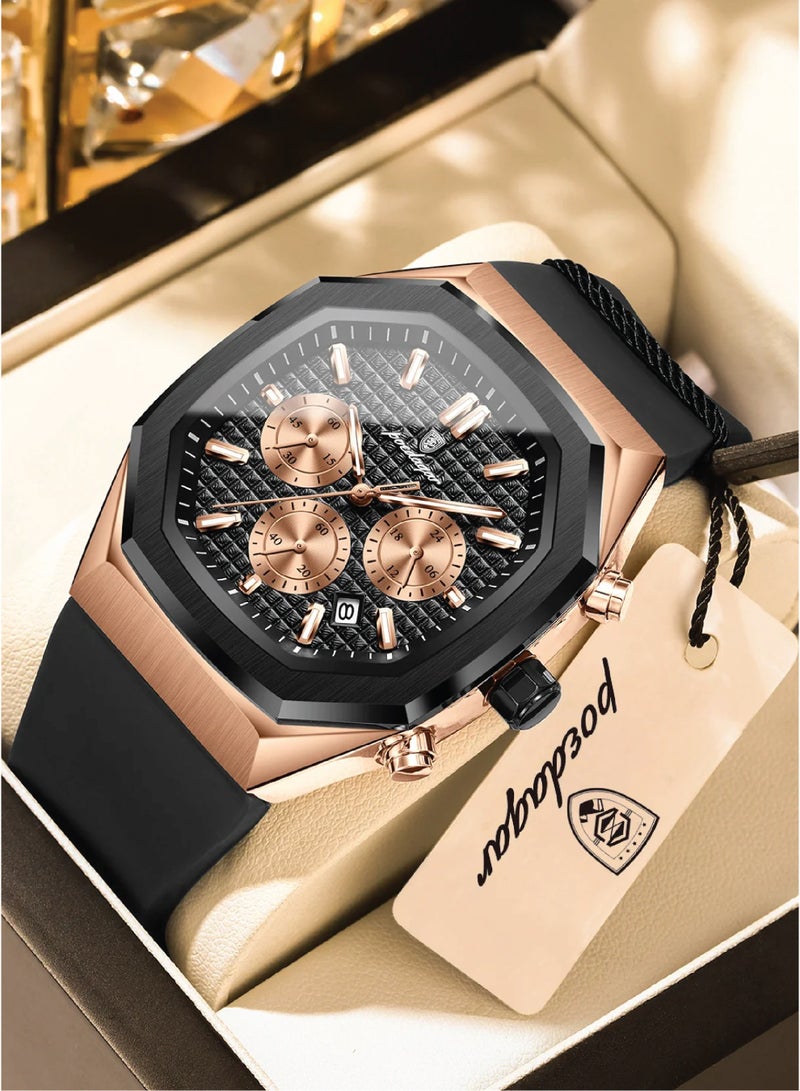 POEDAGAR Men’s Quartz Chronograph Watch – Waterproof, Luminous, Silicone Strap - 893 - Image 2
